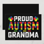Invitation Proud Autism Grandma Awareness Autistic Family (Devant / Derrière)