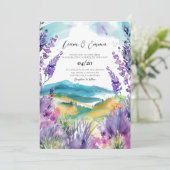 Invitation Provence France Lavender mariage aquarelle (Debout devant)