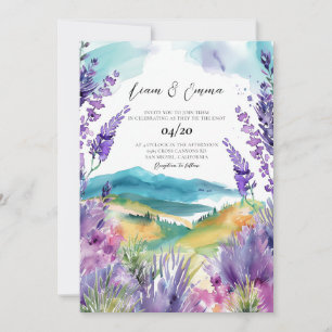 Invitation Provence France Lavender mariage aquarelle