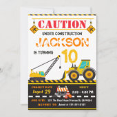 Invitation Prudence en construction Camion Camion Boy Anniver (Devant)