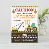 Invitation Prudence en construction Camion Camion Boy Anniver (Debout devant)