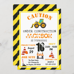 Invitation Prudence en construction Sauter le camion Annivers