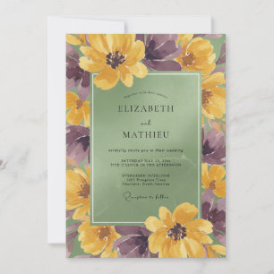 Invitation Prune Botanique Moutarde Peinture Mariage