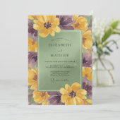 Invitation Prune Botanique Moutarde Peinture Mariage (Debout devant)