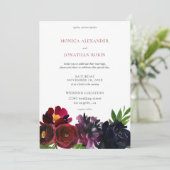 Invitation Prune Bourguignon Fleur Navy (Debout devant)