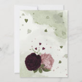 Invitation prune rose bordeaux fleurs verdure (Dos)