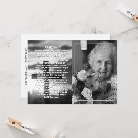 Invitation Psalm 23 Photo Croix Célébration de la Vie Funérai (Devant/Arrière en situation)