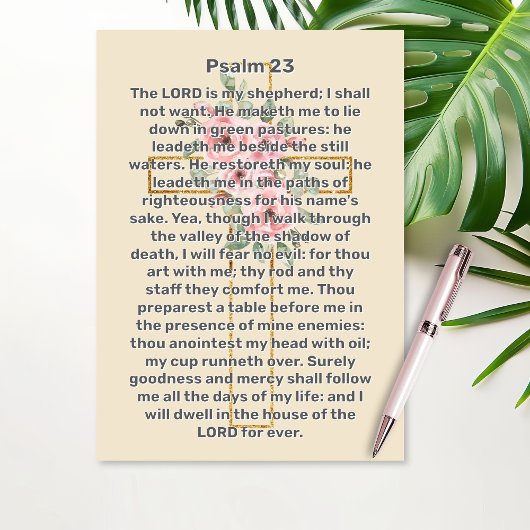 Invitation Psaume 23 Croix d'or Célébration de la vie funérai