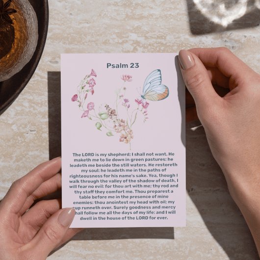 Invitation Psaume 23 Papillon floral rose Célébration de la v