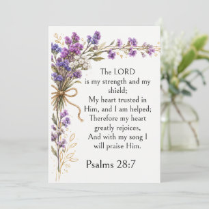 Invitation Psaume 28:7 Verset Biblique, Art Floral Lavande Vi