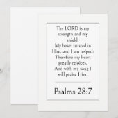 Invitation Psaume 28:7 Verset biblique, Écriture moderne de f (Devant / Derrière)