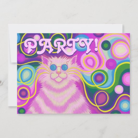 Invitation Psy-cat-delic Pink rectangle d'invitation (Devant)