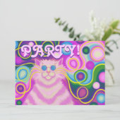 Invitation Psy-cat-delic Pink rectangle d'invitation (Debout devant)