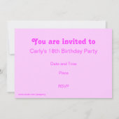 Invitation Psy-cat-delic Pink rectangle d'invitation (Dos)