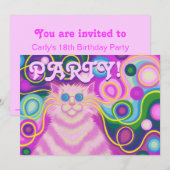Invitation Psy-cat-delic Pink rectangle d'invitation (Devant / Derrière)
