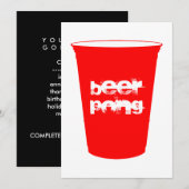 Invitation puanteur de bière : tasse rouge de partie (Devant / Derrière)