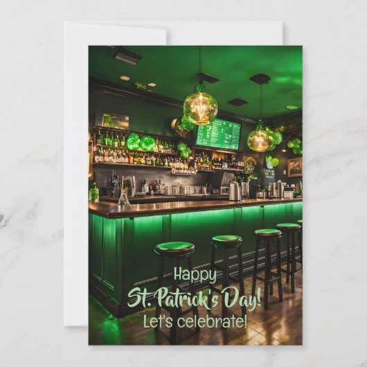 Invitation Pub irlandais prêt pour la fête de la Saint Patric (Devant)