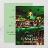 Invitation Pub irlandais prêt pour la fête de la Saint Patric (Devant / Derrière)