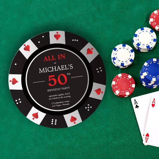Invitation Puce de poker d'anniversaire de Casino Las Vegas