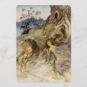 Invitation “Puck et une fée” Aquarelle d'Arthur Rackham