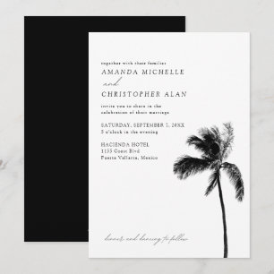 Invitation Puerta Vallarta Mariage Mexique Palm Tree Beach