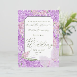 Invitation Puerto Madero Vintage Sheer Blush nœud sur Sage