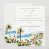 Invitation Puerto Vallarta Mexico Watercolor Couples Shower (Devant / Derrière)
