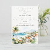 Invitation Puerto Vallarta Mexico Watercolor scape Engagement (Debout devant)
