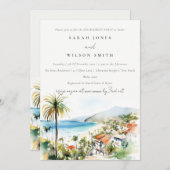 Invitation Puerto Vallarta Mexico Watercolor scape Engagement (Devant / Derrière)