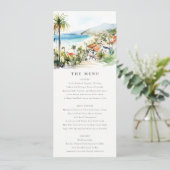 Invitation Puerto Vallarta Mexico Watercolor Wedding Menu (Debout devant)