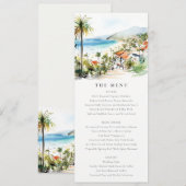 Invitation Puerto Vallarta Mexico Watercolor Wedding Menu (Devant / Derrière)