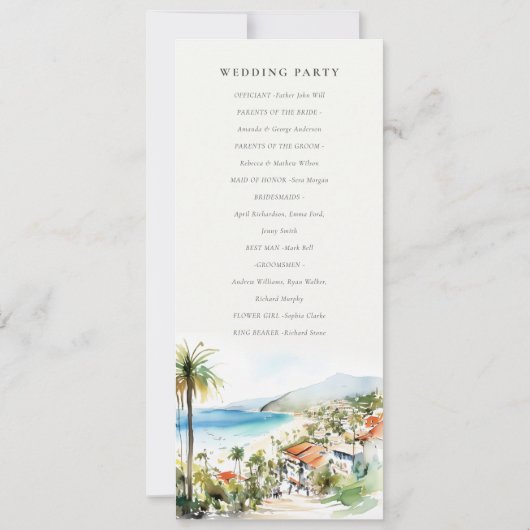Invitation Puerto Vallarta Mexico Watercolor Wedding Program (Dos)