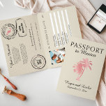 Invitation Puerto Vallarta Mexico Wedding Passport Invite<br><div class="desc">Have fun with your Wedding Save the Date ou Wedding Invite ! Parfait pour une destination. Palm Trees, map of Mexico map and fun Passport Stamps in colors of Cream, Rose Gold Gradient (not real rose gold foil) and black. If you want a a certain place or color scheme please...</div>