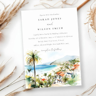 Invitation Puerto Vallarta Mexique paysage aquarelle Mariage