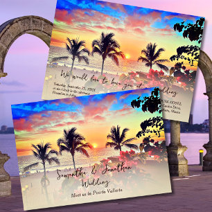 Invitation Puerto Vallarta Sunset Beach Destination Mariage