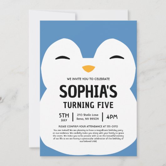 Invitation Puff The Penguin Squishmallow Birthday Party (Devant)