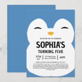 Invitation Puff The Penguin Squishmallow Birthday Party (Devant / Derrière)