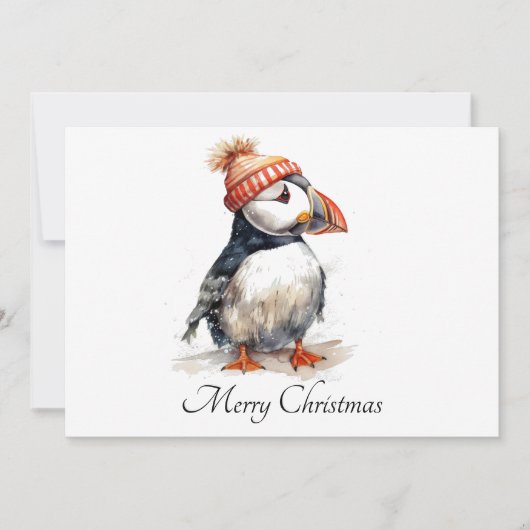 Invitation Puffin de Noël personnalisable (Devant)