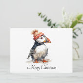 Invitation Puffin de Noël personnalisable (Debout devant)