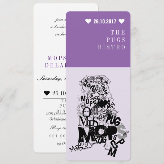 Invitation Pug (Devant / Derrière)