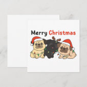 Invitation Pug Animaux de Noël Chiens Mignons Joyeux Noël Dan (Devant / Derrière)