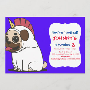 INVITATION PUG UNICORN