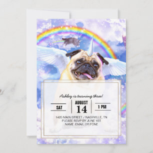 Invitation Pug unicorn