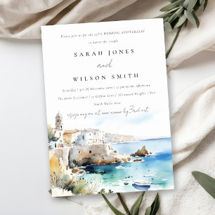 Invitation Puglia Italie Paysage Aquarelle Mariage Anniversai