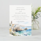 Invitation Puglia, Italy Watercolor Landscape Wedding (Debout devant)