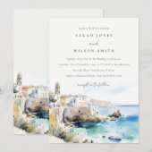 Invitation Puglia, Italy Watercolor Landscape Wedding (Devant / Derrière)
