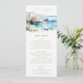 Invitation Puglia, Italy Watercolor Landscape Wedding Menu (Debout devant)