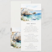 Invitation Puglia, Italy Watercolor Landscape Wedding Menu (Devant / Derrière)