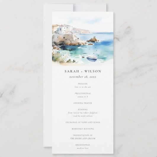 Invitation Puglia, Italy Watercolor Landscape Wedding Program (Devant)