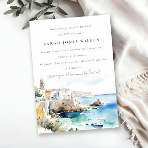 Invitation Puglie élégante Italie paysage aquarelle anniversa
